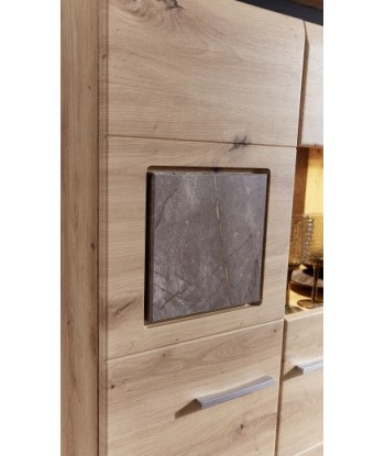 Vitrine palette et MDF, avec 2 portes Skylar Stejar, l80xA37xH139 cm de technologie