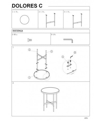 Table basse, en MDF, placage et métal Dolores C Blanc / Gris, Ø50xH55 cm la chaussure