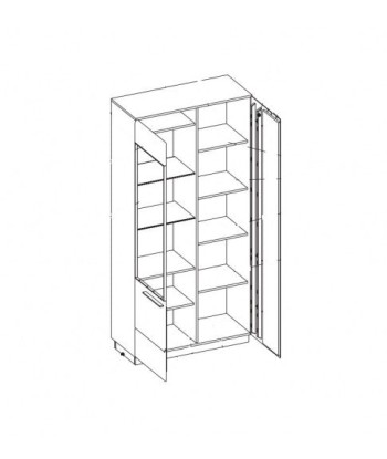 Vitrine en MDF et palette, avec 2 portes et LED incluses Gates 12 Big Antique Oak, l95xA42xH198 cm Profitez des Offres !