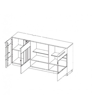 Commode avec MDF et vitrine palette, avec 3 portes et LED inclus Gates 48 Chêne Antique, l180xA42xH90 cm pas cher