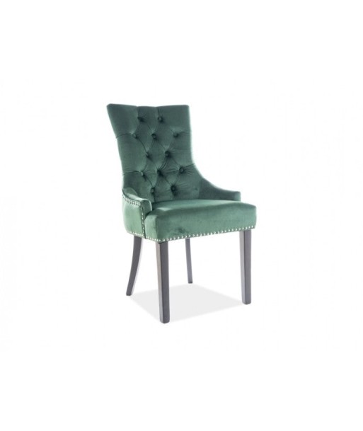 Chaise rembourrée avec tissu et pieds en bois, Edward Velvet Dark Vert / Noir, l56xA63xH98 cm pas chere