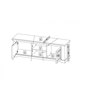 Commode TV en palette, avec 2 portes Country Small 25 Blanc / Chêne, l163xA45xH56 cm Amélioration de cerveau avec