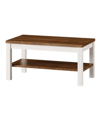 Table basse en châtaignier Country 41 Blanc / Chêne, L110xl60xH45 cm 2 - 3 jours ouvrés.