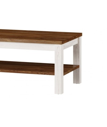 Table basse en châtaignier Country 41 Blanc / Chêne, L110xl60xH45 cm 2 - 3 jours ouvrés.