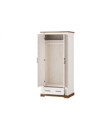 Armoire palette, avec 1 tiroir et 2 portes Country 70 Blanc / Chêne, l94xA63xH203 cm brillant des détails fins