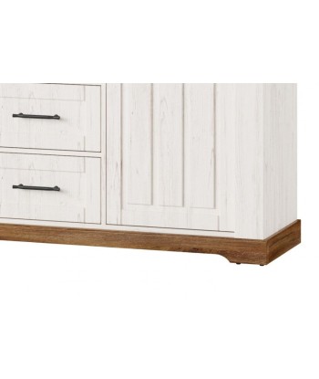 Commode, avec 3 tiroirs et 2 portes Country 45 Blanc / Chêne, l163xA45xH89 cm 50% de réduction en Octobre 2024