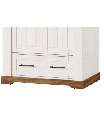 Armoire palette, avec 1 tiroir et 2 portes Country 70 Blanc / Chêne, l94xA63xH203 cm brillant des détails fins