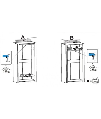 Armoire palette 2 portes Desjo 05 Grand Chêne San Remo, l98xA58xH193 cm brillant des détails fins