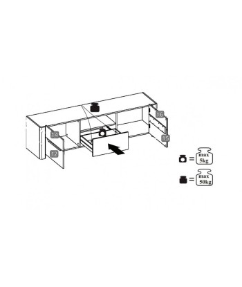 Commode TV en bois, avec 1 tiroir et 2 portes Desjo 20 Grand Chêne San Remo, l170xA42xH46 cm store