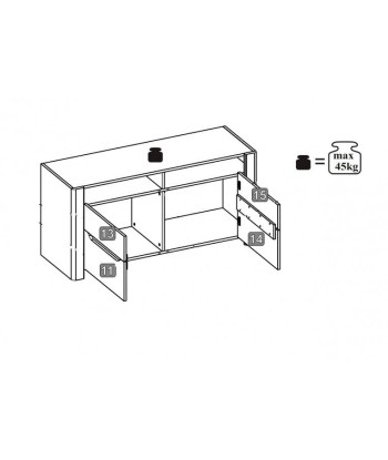 Meuble TV en bois, avec 2 portes Desjo 21 Petit Chêne San Remo, l118xA42xH58 cm pas cher chine