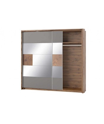 Armoire avec miroir et 2 portes coulissantes Livorno 73 Chêne / Gris, l215xA60xH210 cm Le MVP de beaucoup