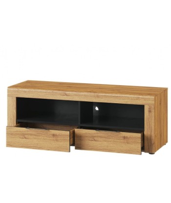 Commode TV avec 2 tiroirs Small Kama 24 Chêne / Noir, l119xA40xH44 cm Véritable concentré