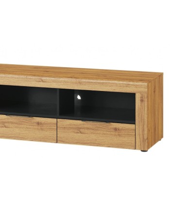 Commode TV avec 2 tiroirs Small Kama 24 Chêne / Noir, l119xA40xH44 cm Véritable concentré