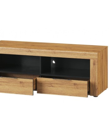 Commode TV avec 2 tiroirs Small Kama 24 Chêne / Noir, l119xA40xH44 cm Véritable concentré