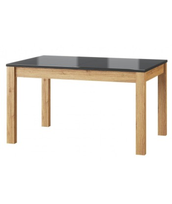 Table extensible en aggloméré et verre Kama 40 Chêne / Noir, L136-210xl90xH76 cm en linge