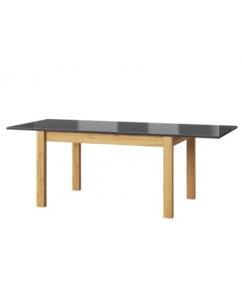 Table extensible en aggloméré et verre Kama 40 Chêne / Noir, L136-210xl90xH76 cm en linge