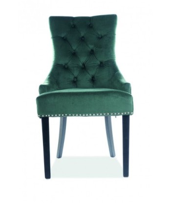 Chaise rembourrée avec tissu et pieds en bois, Edward Velvet Dark Vert / Noir, l56xA63xH98 cm pas chere