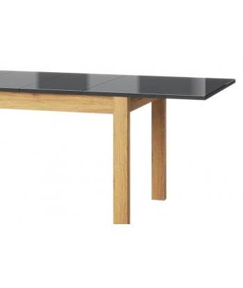 Table extensible en aggloméré et verre Kama 40 Chêne / Noir, L136-210xl90xH76 cm en linge