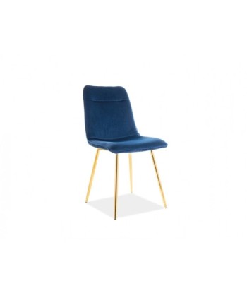 Chaise rembourrée en tissu avec pieds en métal Eros Velours Bleu / Or, l46xA56xH87 cm Le MVP de beaucoup