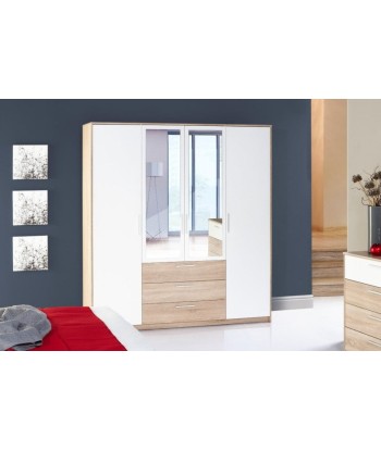 Meuble 4 portes et miroir Milo 02, l187xA62xH206 cm ou a consommer sur place