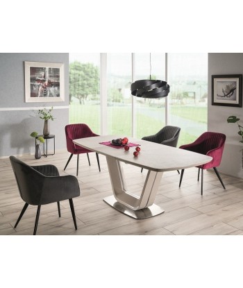 Chaise capitonnée tissu et pieds métal Elina Velours Bordeaux / Noir, l59xA62xH81 cm l'achat 