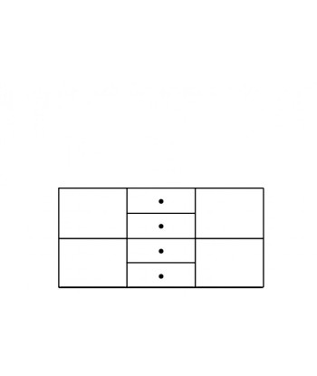 Commode 4 tiroirs et 2 portes Milo 05, l145xA38xH90 cm Amélioration de cerveau avec