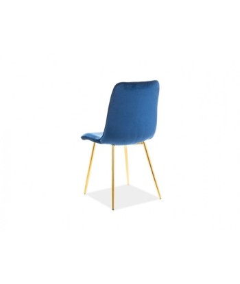 Chaise rembourrée en tissu avec pieds en métal Eros Velours Bleu / Or, l46xA56xH87 cm Le MVP de beaucoup