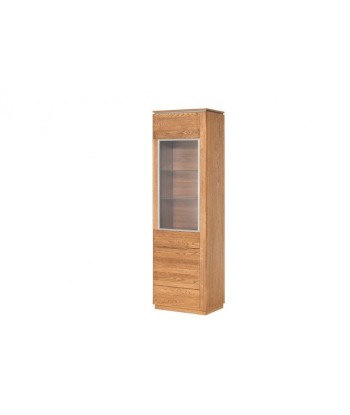 Vitrine en bois et placage, avec 1 porte et LED inclus Monténégro 10 Chêne Rustique, l58xA42xH198 cm de technologie