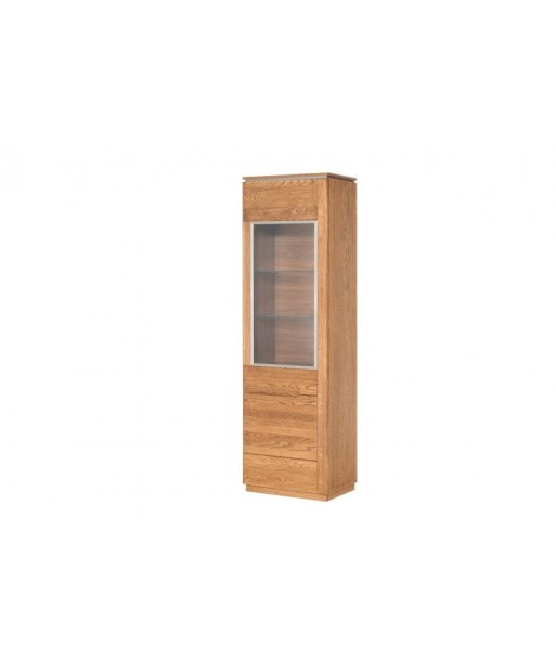 Vitrine en bois et placage, avec 1 porte et LED inclus Monténégro 10 Chêne Rustique, l58xA42xH198 cm de technologie