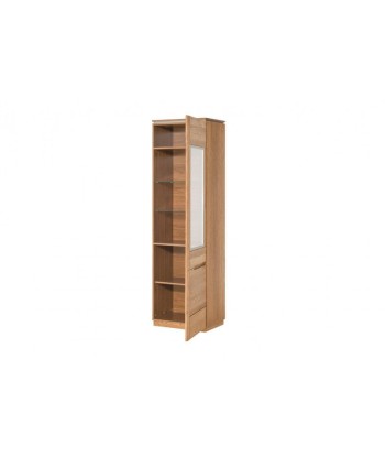 Vitrine en bois et placage, avec 1 porte et LED inclus Monténégro 11 Chêne Rustique, l58xA42xH198 cm est présent 