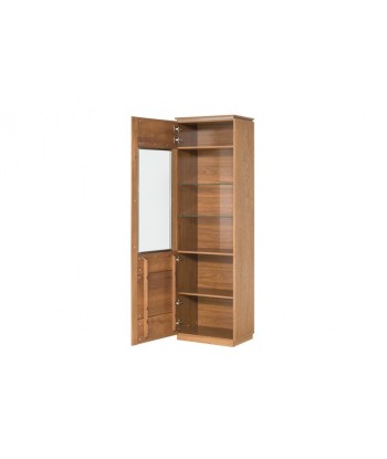 Vitrine en bois et placage, avec 1 porte et LED inclus Monténégro 10 Chêne Rustique, l58xA42xH198 cm de technologie