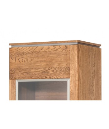 Vitrine en bois et placage, avec 1 porte et LED inclus Monténégro 10 Chêne Rustique, l58xA42xH198 cm de technologie