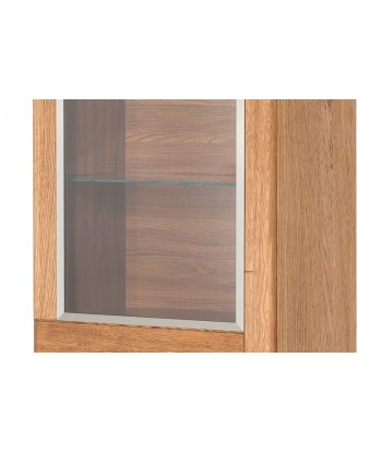 Vitrine en bois et placage, avec 1 porte et LED inclus Monténégro 10 Chêne Rustique, l58xA42xH198 cm de technologie