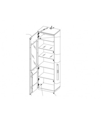 Vitrine en bois et placage, avec 1 porte et LED inclus Monténégro 10 Chêne Rustique, l58xA42xH198 cm de technologie