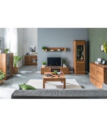 Meuble TV en bois et placage avec 2 portes Montenegro 25 Chêne Rustique Moyen, l163xA42xH38 cm d'Europe débarque