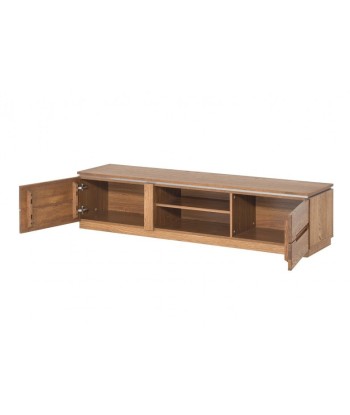 Meuble TV en bois et placage avec 2 portes Montenegro 25 Chêne Rustique Moyen, l163xA42xH38 cm d'Europe débarque