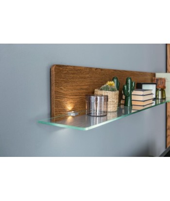 Etagère en placage et verre avec LED incluse Montenegro 34 Small Rustic Oak, l105xl23xH23 cm brillant des détails fins