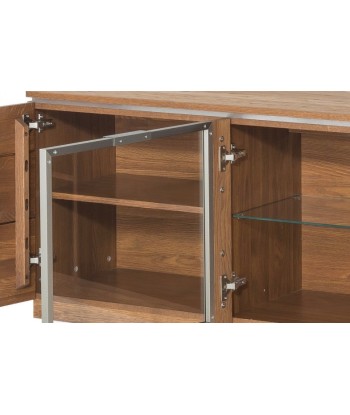 Meuble TV en bois et placage, avec 3 portes et LED inclus Montenegro 26 Grand Chêne Rustique, l180xA42xH59 cm Economisez 