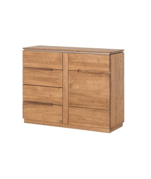 Commode en bois et placage, avec 4 tiroirs et 1 porte Monténégro 44 Chêne Rustique, l108xA48xH87 cm la livraison gratuite