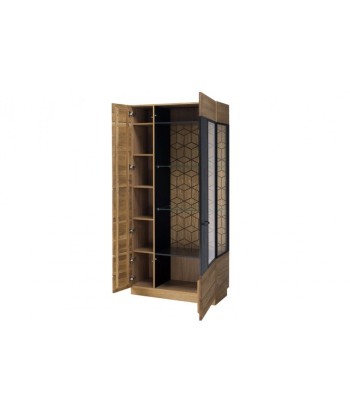 Vitrine en bois et placage, avec 2 portes et LED incluses Big Mosaic 12 Chêne / Noir, l95xA42xH196 cm Comparez et commandez 