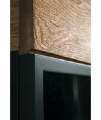 Vitrine en bois et placage, avec 1 porte et LED inclus Mosaic 11 Chêne / Noir, l67xA42xH196 cm Les magasins à Paris