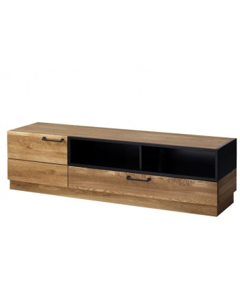 Meuble TV en bois et placage, avec 1 tiroir et 1 porte Large Mosaic 25 Chêne / Noir, l170xA42xH46 cm sélection de produits