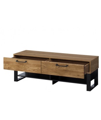 Commode TV en bois et placage, avec 2 tiroirs Small Mosaic 24 Chêne / Noir, l135xA42xH46 cm les ligaments