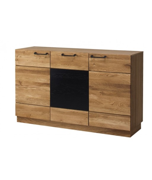 Commode en bois et placage, avec 3 portes Mosaic 45 Chêne / Noir, l150xA42xH90 cm Economisez 