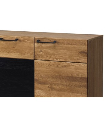 Commode en bois et placage, avec 3 portes Mosaic 45 Chêne / Noir, l150xA42xH90 cm Economisez 