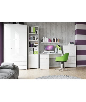 Bibliothèque palette et MDF 1 porte Big Gabrielle 12 Blanc, l50xA35xH216 cm l'achat 