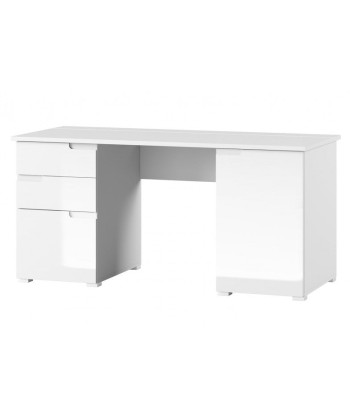 Table de bureau en bois et MDF, avec 2 tiroirs et 2 portes Gabrielle 15 Blanc, L158xl67xH76 cm Venez découvrir notre 