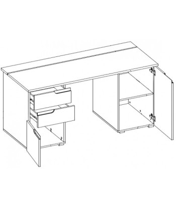 Table de bureau en bois et MDF, avec 2 tiroirs et 2 portes Gabrielle 15 Blanc, L158xl67xH76 cm Venez découvrir notre 