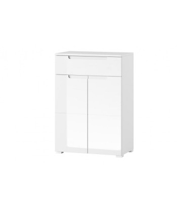 Meuble bois et MDF 1 tiroir et 2 portes Gabrielle 19 Blanc, l70xA40xH101 cm offre 