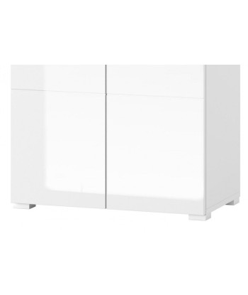 Meuble bois et MDF 1 tiroir et 2 portes Gabrielle 19 Blanc, l70xA40xH101 cm offre 